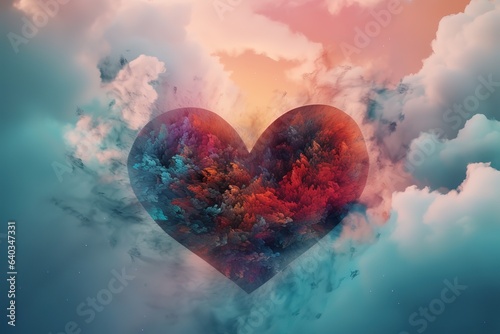 heart with splashes. Water color heart. Valentines background. Generative AI