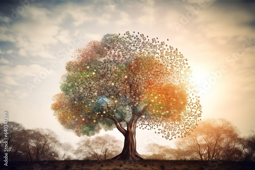Brain Shaping Tree. Symbolizing Emotional Intelligence. Generative AI