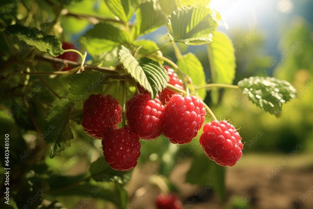 raspberry on a bush raspberry on a bush