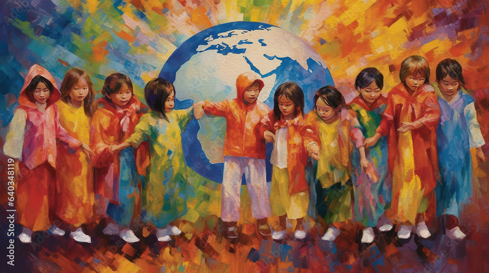 Diverse Kids. Multicultural Celebration concept, generative ai
