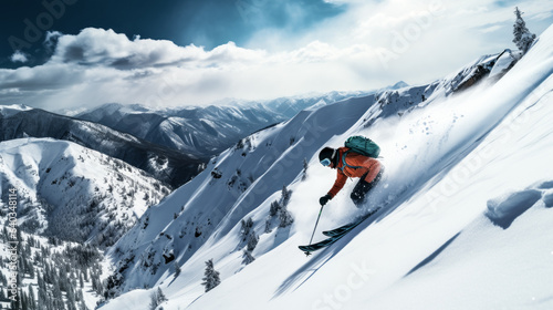 He glided down the pristine slopes of the snow-covered valley.