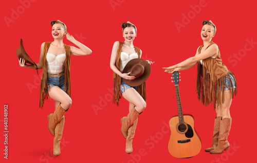 Collage of young pin-up wom...