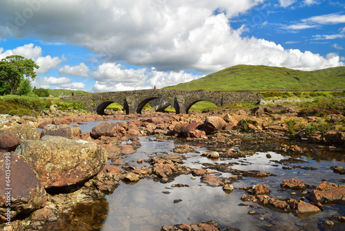 Picturesque old Sligachan bridge and river  Isle of Skye  Scotland