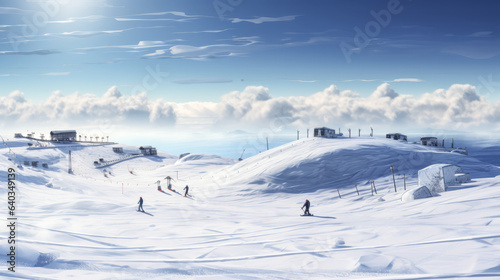 He skied down the snowy slope, enjoying the winter air. © Exuberation 