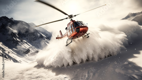He skied down a mountain while a helicopter flew above.