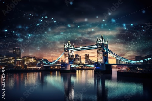 London UK concept of future technology 5G network. Generated AI photo