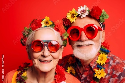 Senior couple colorful stylish. Generate Ai