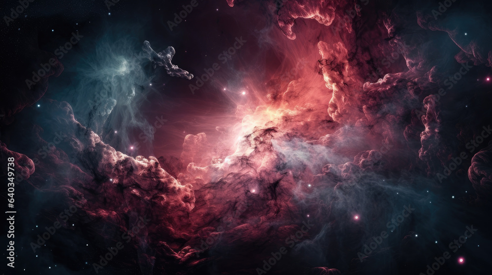 Beautiful pink cosmic nebula in deep space.