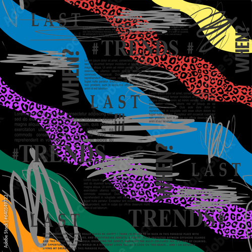 geometric color zigzag line leopard writing  pattern background texture abstract design