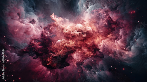 Beautiful pink cosmic nebula in deep space. © Matthew