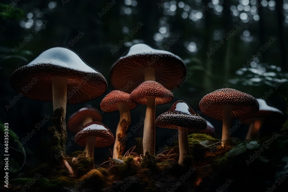 Fototapeta premium mushrooms in the forest Generated Ai