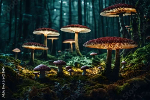 mushrooms in the forest Generated Ai