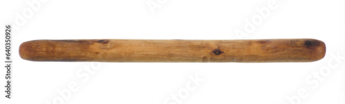 old rounded wooden stick isolated on white background
