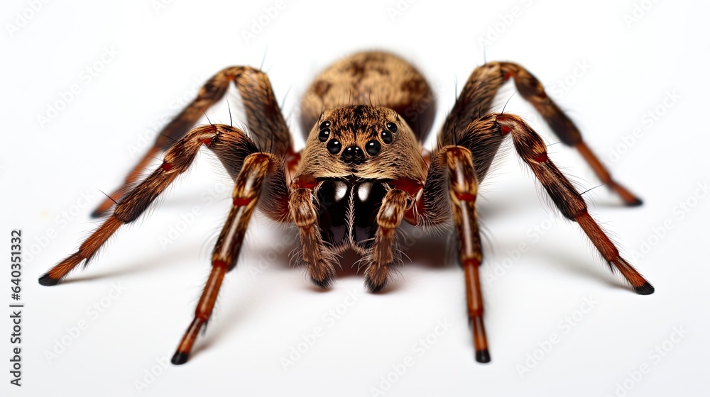 Closeup of Small Spider on White Background. Fauna Symbol of Poison and Detail for Health Closeup of Small Spider on White Background. Fauna Symbol of Poison and Detail for Health