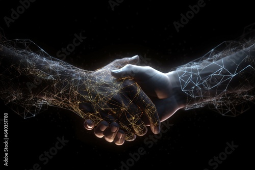 Shaking hands at the conclusion of a business deal. Generative AI photo