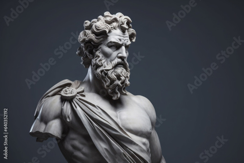 Ancient greek sculpture. Statue on gray background. AI generated