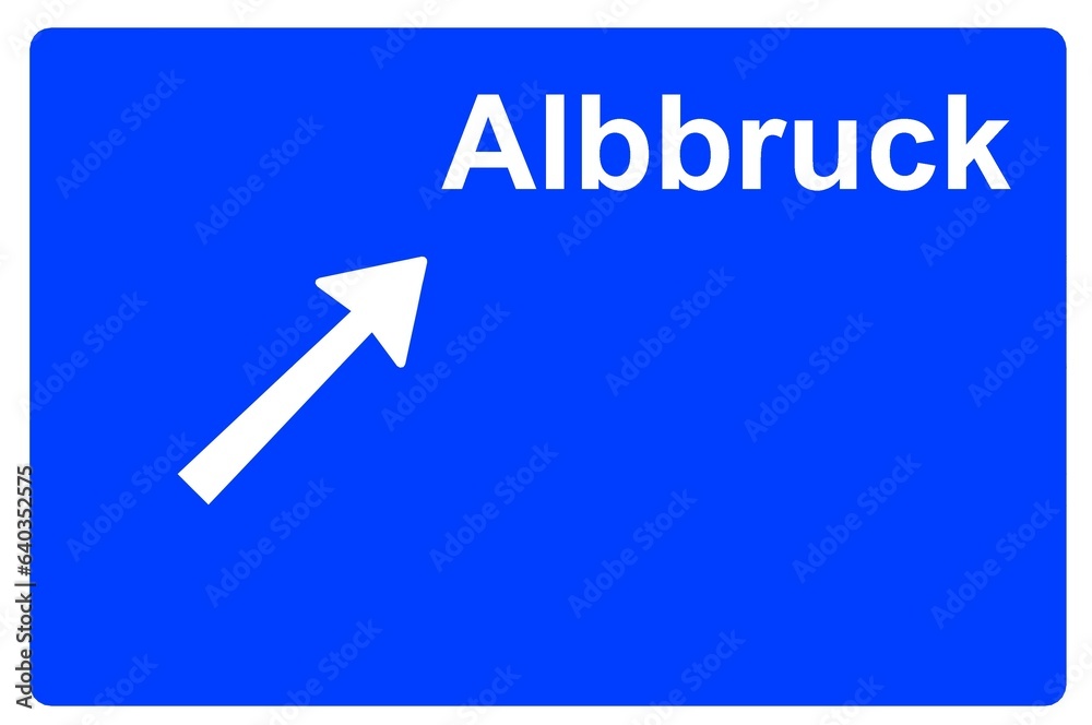 Illustration eines Autobahn-Ausfahrtschildes mit der Beschriftung Illustration eines Autobahn-Ausfahrtschildes mit der Beschriftung