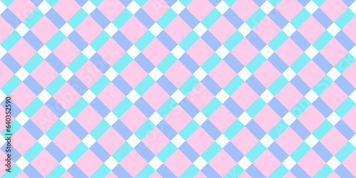 Vichy diagonal seamless pattern in pastel colors for pink doll. Gingham design Birthday, Easter holiday textile decorative. Vector check plaid patterns fabric - picnic blanket, tablecloth, dress.