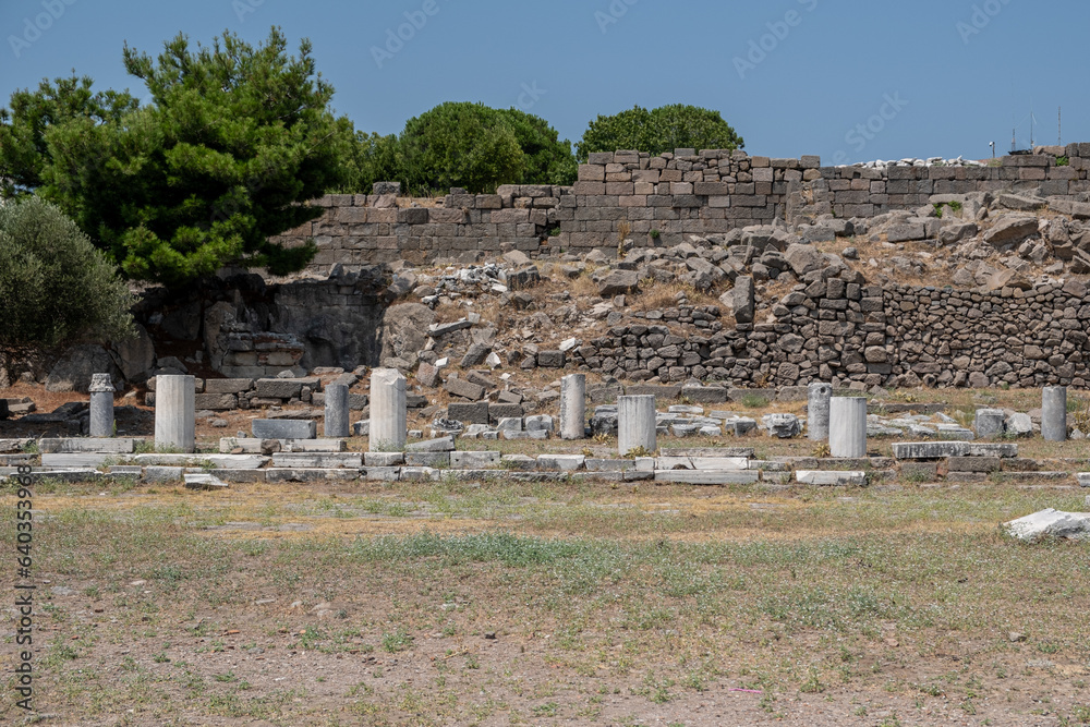 The Temple of Trajan in Pergamon Ancient City. Asclepeion ancient city in Pergamon, Turkey.