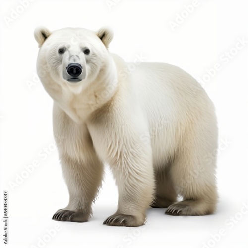 White polar bear on white background,illustration created with generative AI technologies