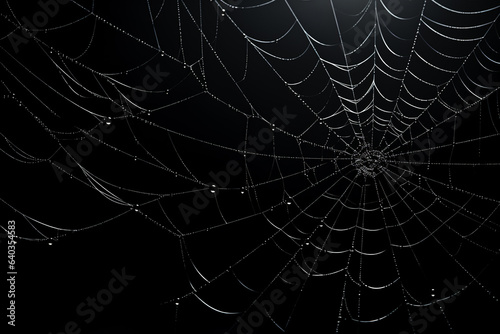 Happy halloween flat lay mockup with spiders, decoration and spider web on black background. © erika8213