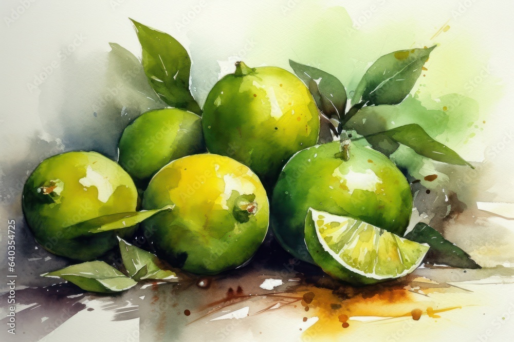 Obraz premium Watercolor green limes
