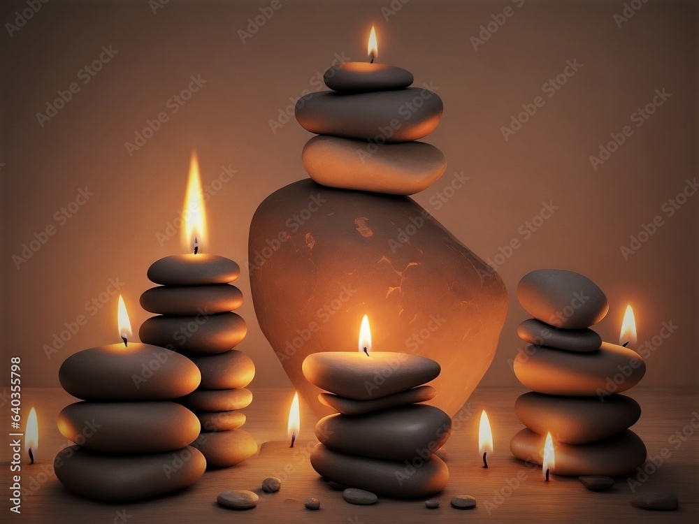 Candles ,aroma stone and Towels in a Spa close Candles ,aroma stone and Towels in a Spa close