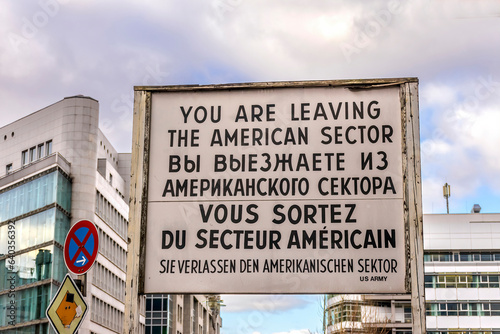 Photography Famous Sign Checkpoint Charlie Today West Berlin Germany