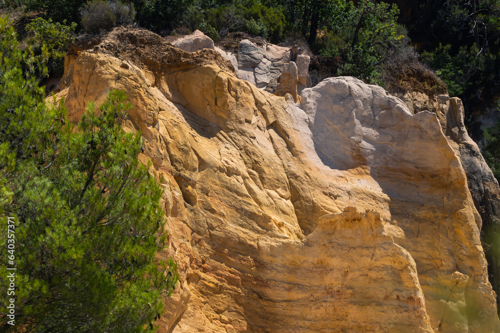Colorful rock formations from ocher in the Colorado Provencal, Provence, France