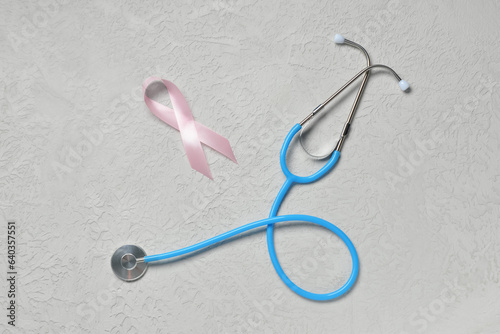 Pink awareness ribbon with ...