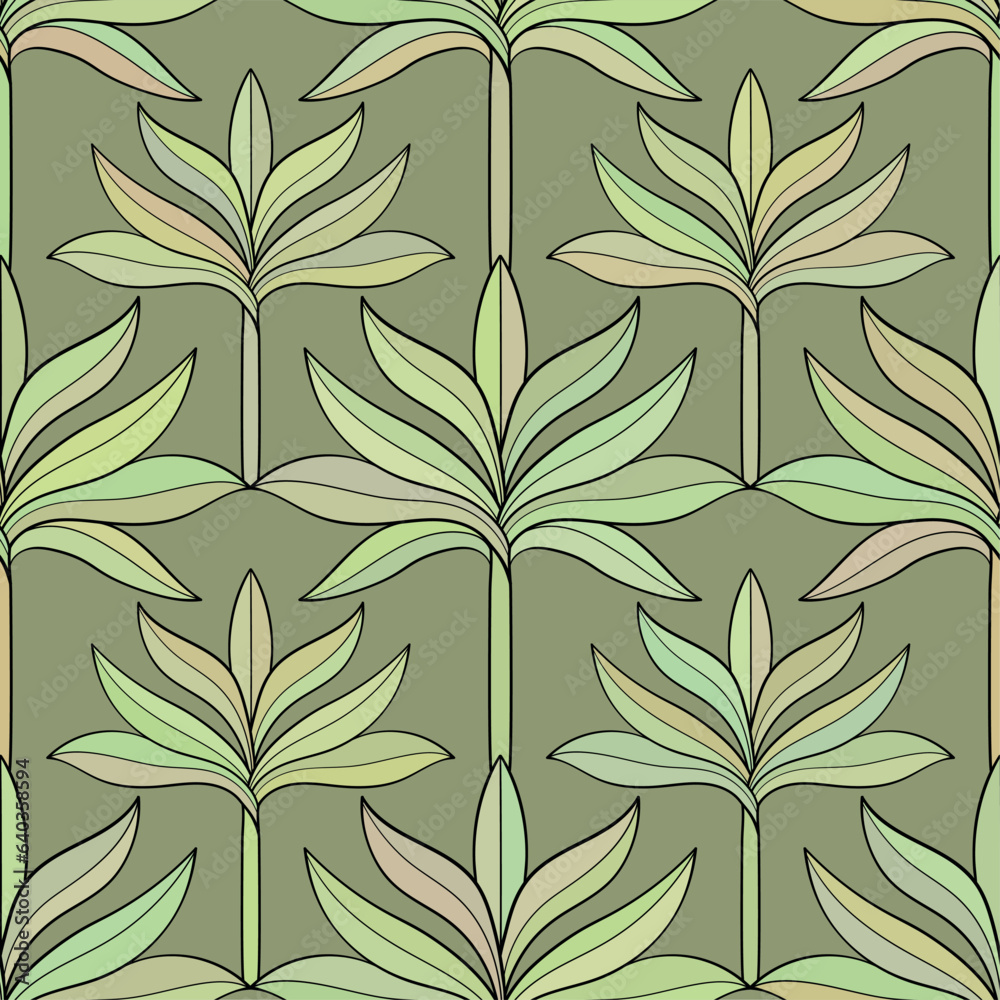 Seamless leaves pattern. Floral graphic background