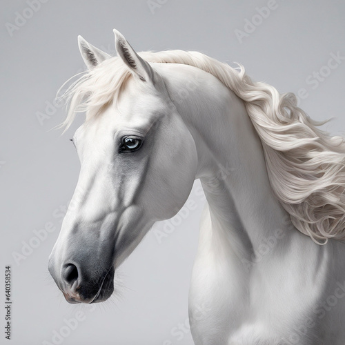 beautiful white horse, close-up