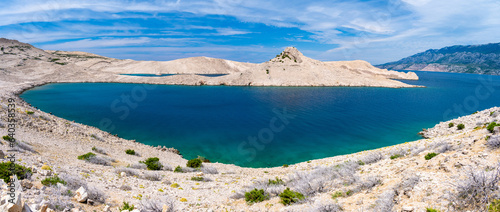 Obraz na płótnie panoramic view on blue bay on Pag island in Croatia w salonie