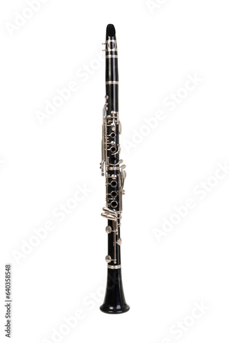 Print op canvas Isolated black clarinet musical instrument