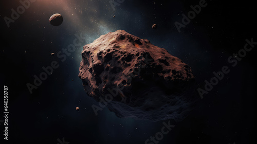 Canvas Print Comet, asteroid, meteorite flying to the planet Earth