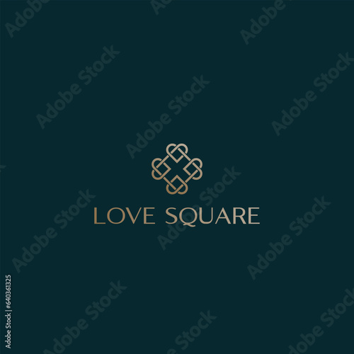 Love Square logo which includes square created by 4 hearts in way of celtic knots.