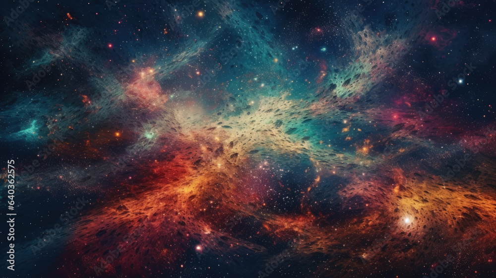 Cosmic artistic illustration. Colorful galaxy background with stars.