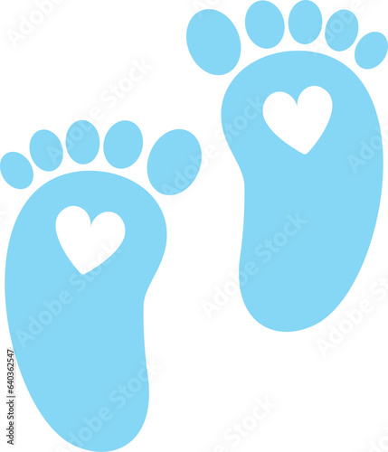 Blue Baby Footprint, baby feet icon.