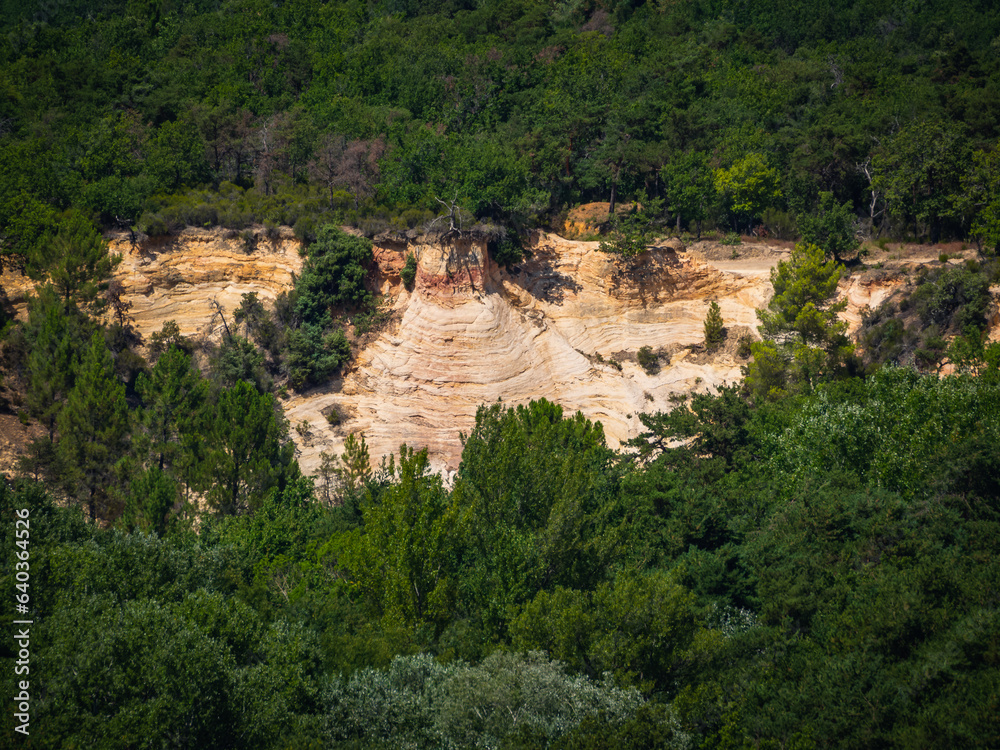 Colorful rock formations from ocher in the Colorado Provencal, Provence, France