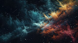 Cosmic Galaxy Space Dust Universe With Nebula and Bright Shining Stars. Colorful Galaxy Backdrop. Beautiful Space Background Vector Illustration. Starry ight, infinite universe, milky way.