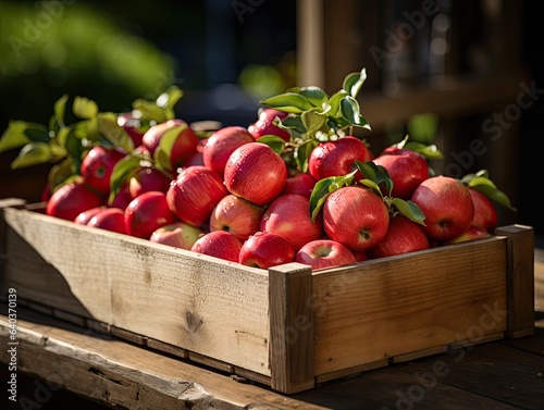 box with red apples