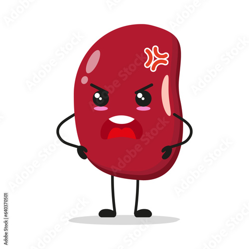 Cute angry red bean character. Funny mad bean cartoon emoticon in flat style. red bean emoji vector illustration