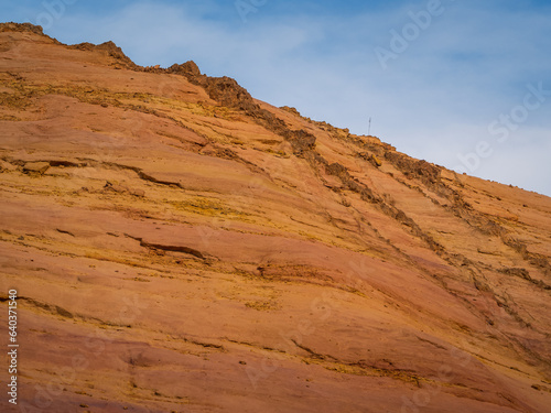 Abstract Rustrel canyon ocher cliffs landscape. Provencal Colorado near Roussillon, Southern France.