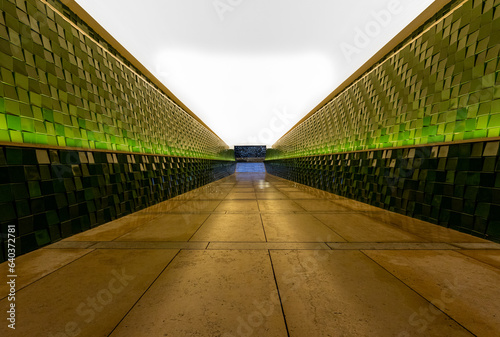 Symmetrical walking Tunnel with beautiful light  