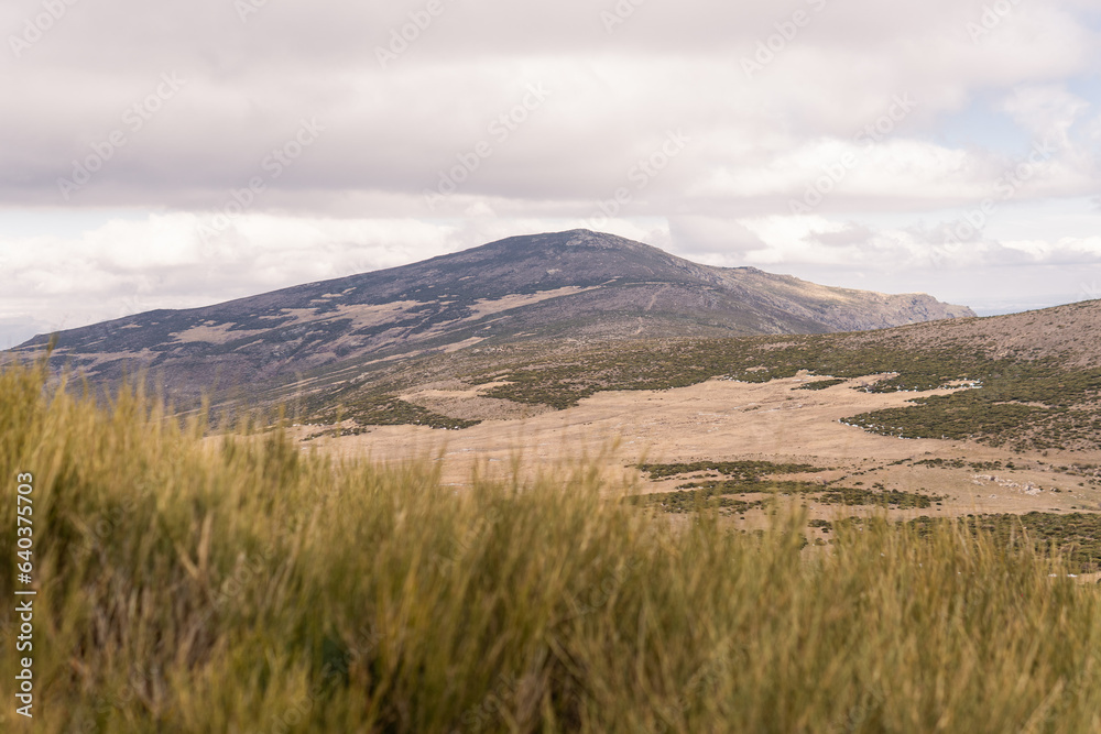 landscape with mountains and grass, Spain, north to Madrid
