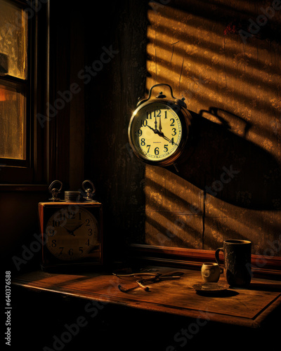 old clock in dark room