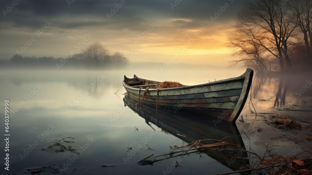 Obraz premium boat at sunset