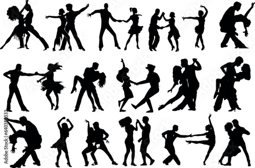 Salsa Dancing Couple in action, vector illustration. Captivating depiction of a couple engrossed in the rhythmic movements of salsa, a popular Latin dance form. Perfect for dance studios, event poster