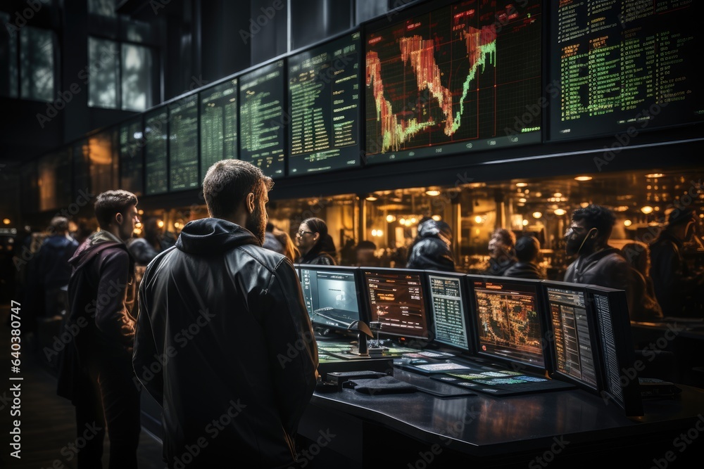 Traders at Work Amid Dynamic Stock Market., generative IA