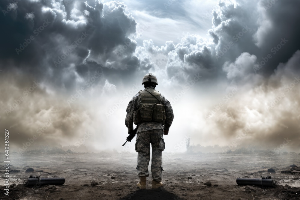 Obraz premium Portrait of a Modern Soldier during the military operation